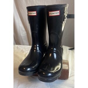 Women's Hunter Short Gloss‎ Rubber Boots-All Black-Size 9-Amazing Condition